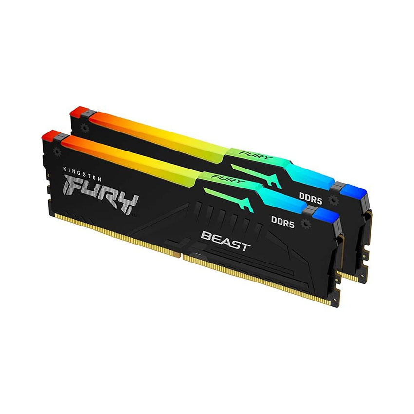 Ram Desktop Kingston FURY Beast Black RGB XMP (KF560C40BBAK2-64) 64GB (2x32GB) DDR5 6000Mhz