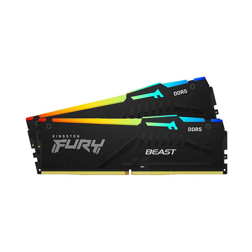 Ram Desktop Kingston FURY Beast Black RGB XMP (KF560C40BBAK2-64) 64GB (2x32GB) DDR5 6000Mhz