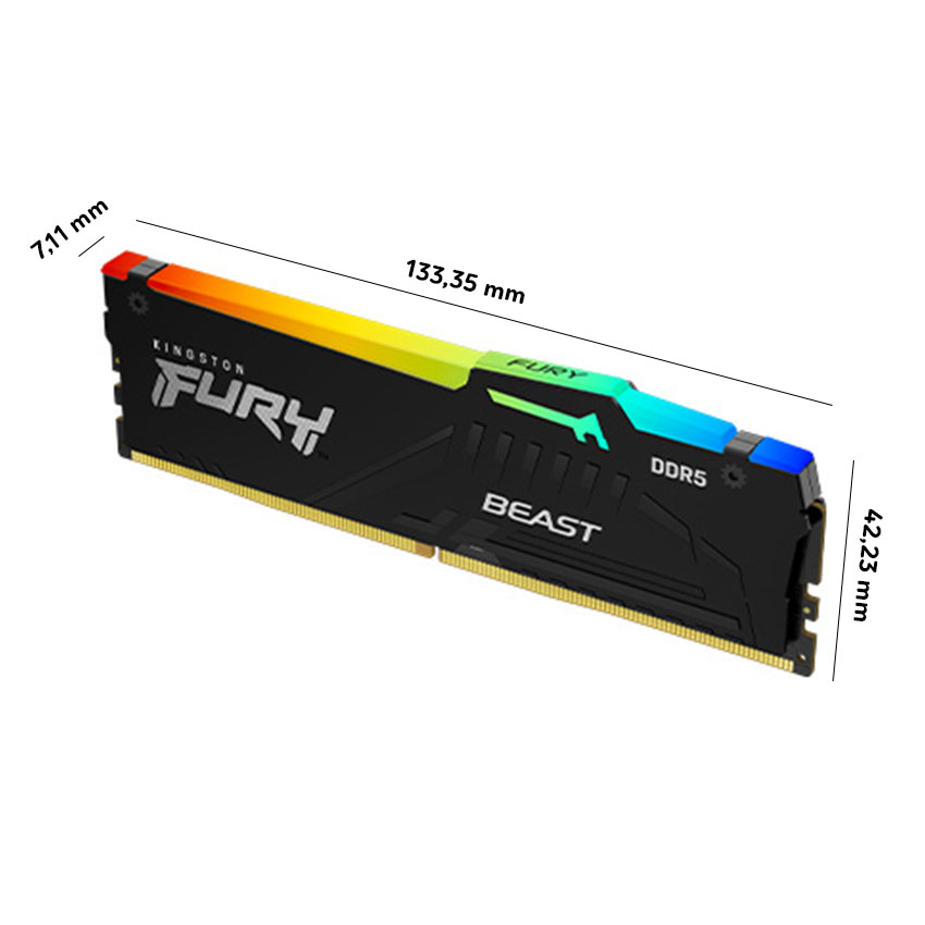 Ram Desktop Kingston Fury Beast RGB XMP (KF564C32BBAK2-32) 32GB (2x 16GB) DDR5 6400Mhz