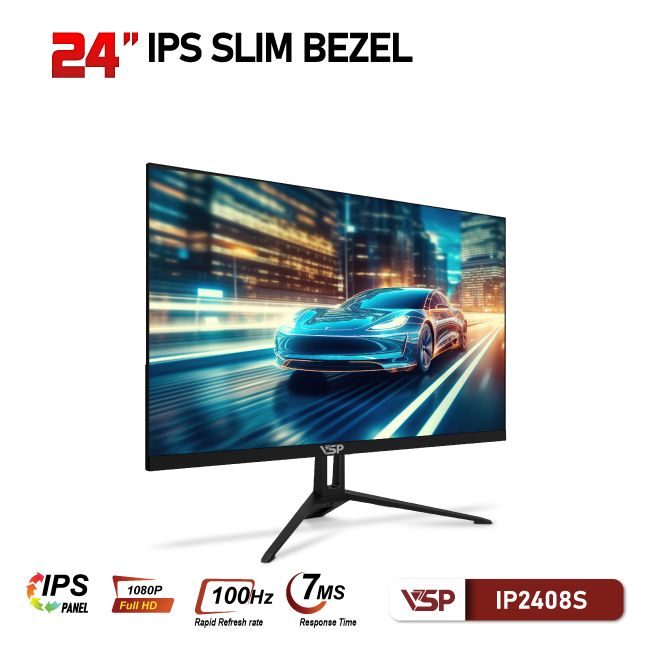 Màn hình VSP IP2408S Black (23.8 inch/FHD/IPS/100Hz/7ms)