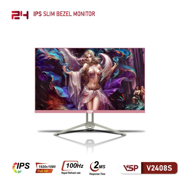 Màn hình VSP V2408S Pink (23.8 inch/FHD/IPS/100Hz/2ms)