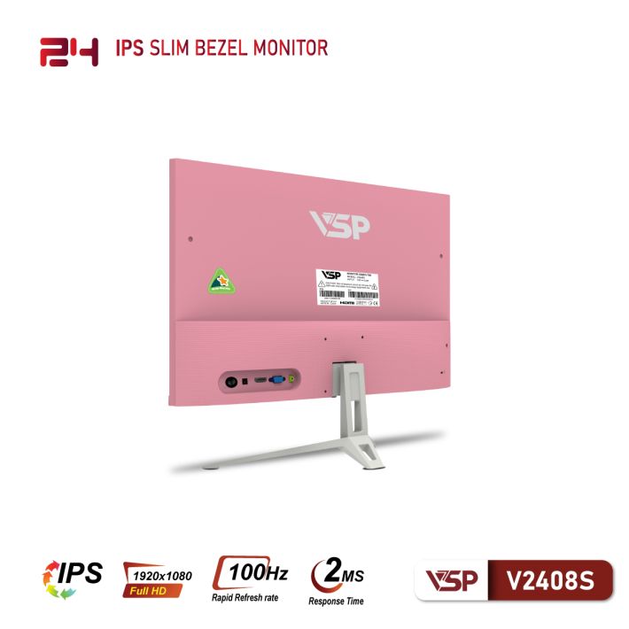 Màn hình VSP V2408S Pink (23.8 inch/FHD/IPS/100Hz/2ms)