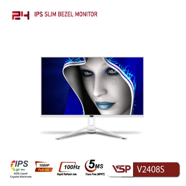 Màn hình VSP V2408S White (23.8 inch/FHD/IPS/100Hz/2ms)