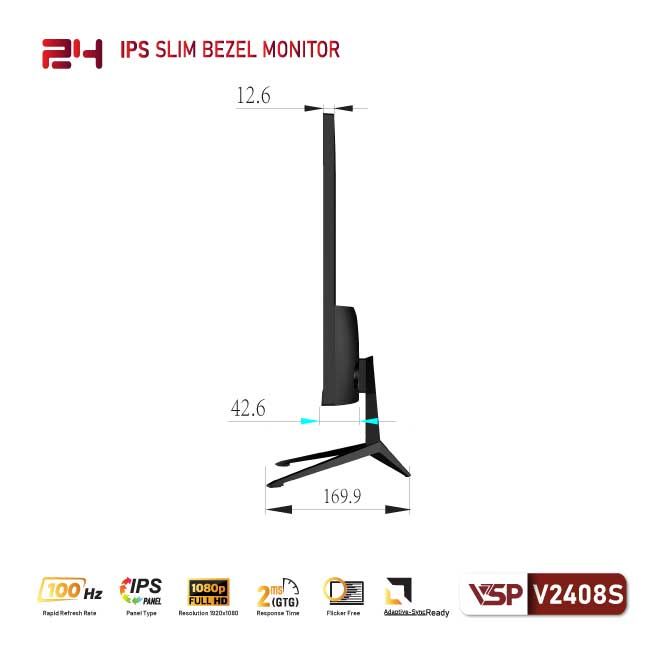 Màn hình VSP V2408S Black (23.8 inch/FHD/IPS/100Hz/2ms)