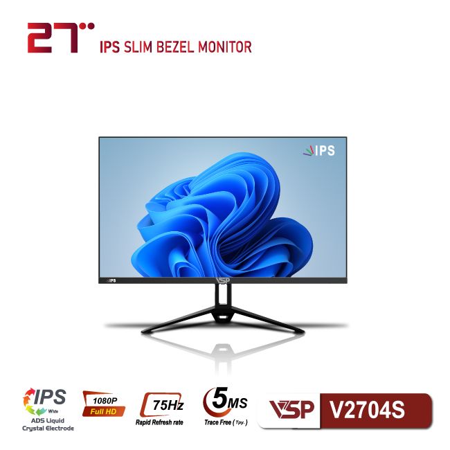 Màn hình VSP V2704S Black (27 inch/FHD/IPS/75Hz/5ms)