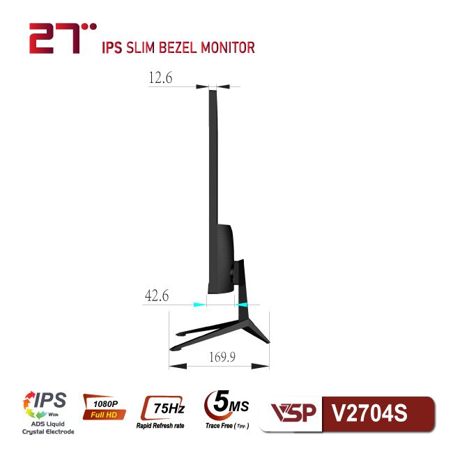 Màn hình VSP V2704S Black (27 inch/FHD/IPS/75Hz/5ms)