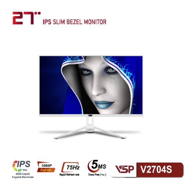 Màn hình VSP V2704S White (27 inch/FHD/IPS/75Hz/5ms)