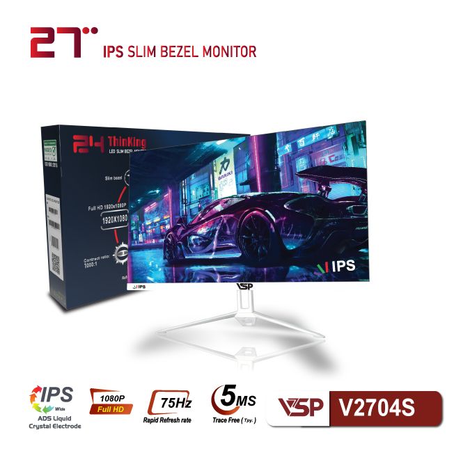 Màn hình VSP V2704S White (27 inch/FHD/IPS/75Hz/5ms)