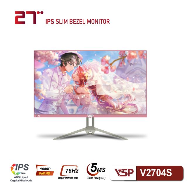 Màn hình VSP V2704S Pink (27 inch/FHD/IPS/75Hz/5ms)