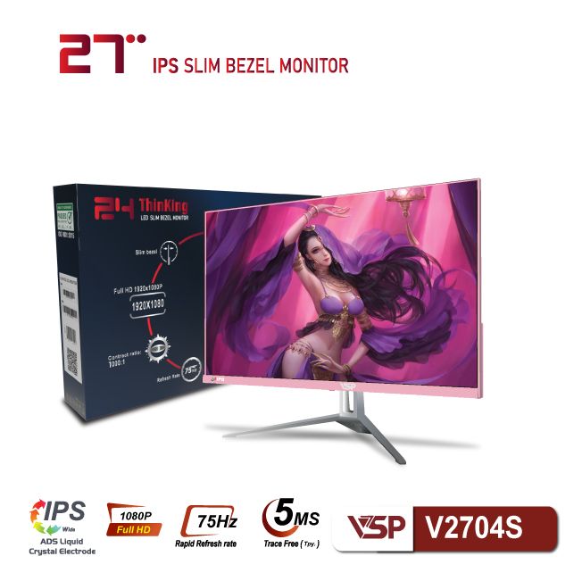 Màn hình VSP V2704S Pink (27 inch/FHD/IPS/75Hz/5ms)