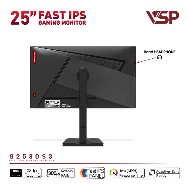 MÀN HÌNH GAMING VSP G2530S3 (24.5 INCH - FULL HD - IPS - 300HZ - 1MS - PHẲNG)