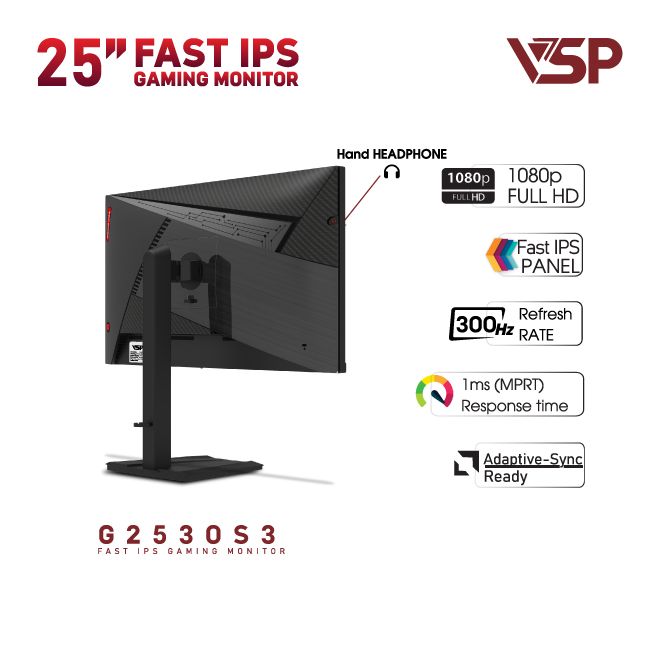 MÀN HÌNH GAMING VSP G2530S3 (24.5 INCH - FULL HD - IPS - 300HZ - 1MS - PHẲNG)