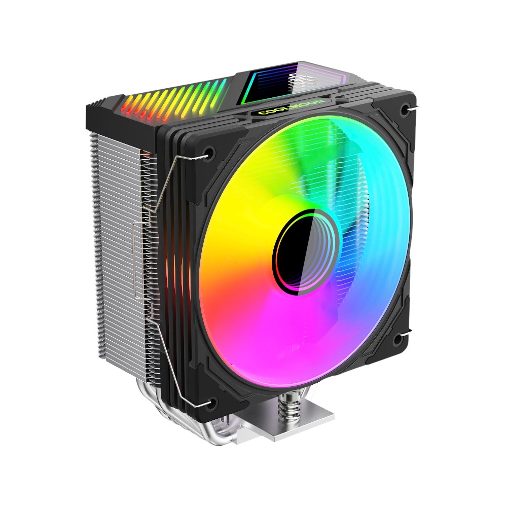 Tản nhiệt khí CPU CoolMoon GT600 ARGB - Black (Hiển thị nhiệt độ)
