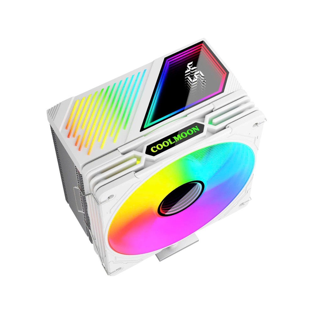 Tản nhiệt khí CPU CoolMoon GT600 ARGB - White (Hiển thị nhiệt độ)