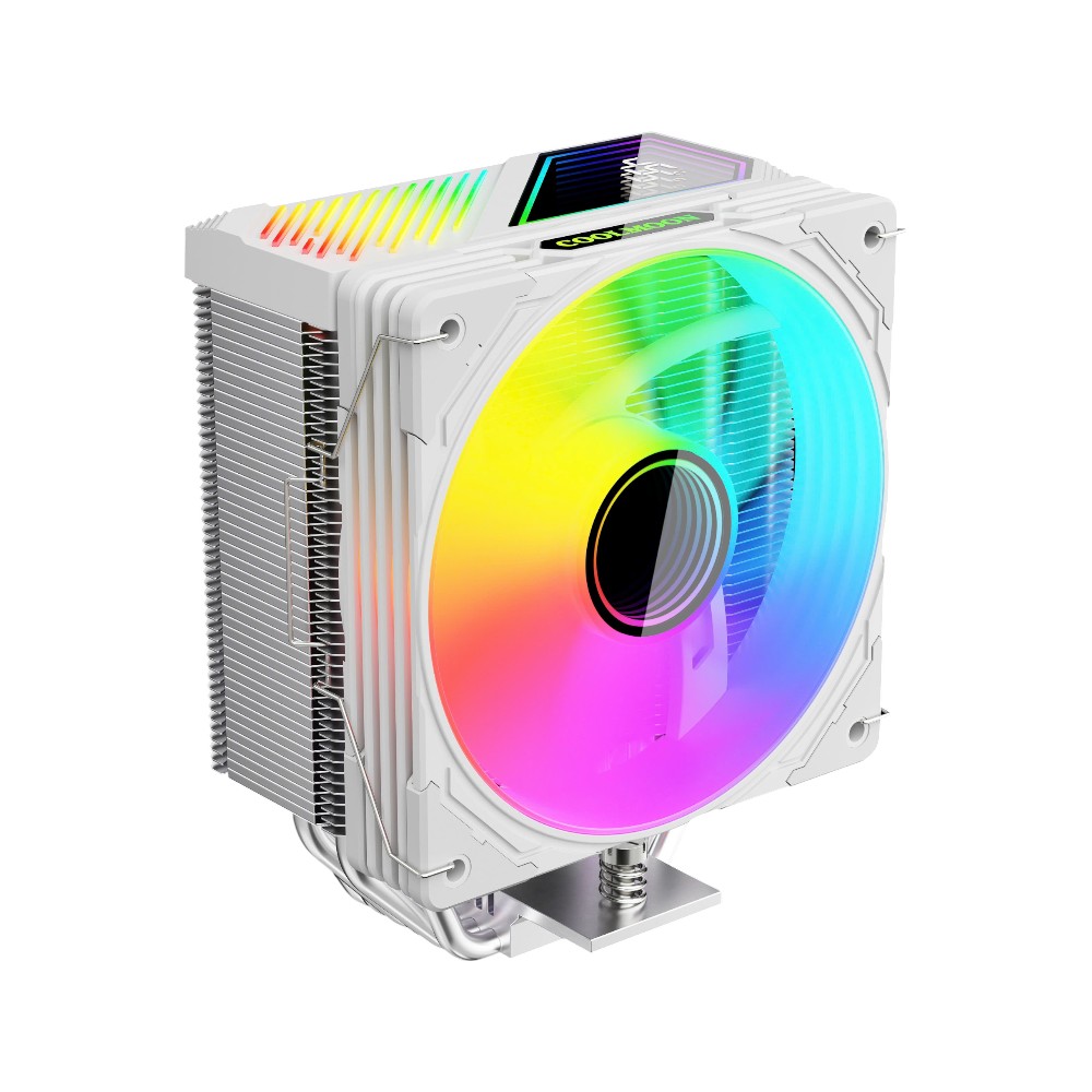 Tản nhiệt khí CPU CoolMoon GT600 ARGB - White (Hiển thị nhiệt độ)