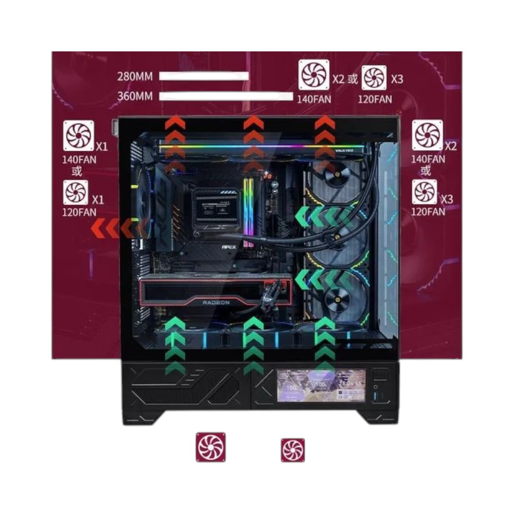 VỎ CASE PC VALKYRIE VK03 CASE LCD 6.2 BLACK
