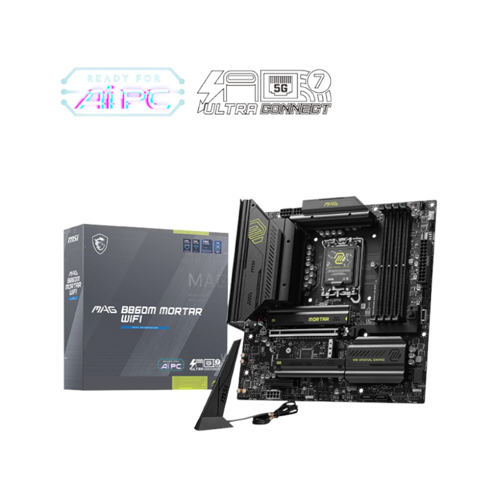 Mainboard MSI MAG B860M MORTAR WIFI ( Intel B860 , Socket 1851, M-ATX, 4 khe RAM DDR5)