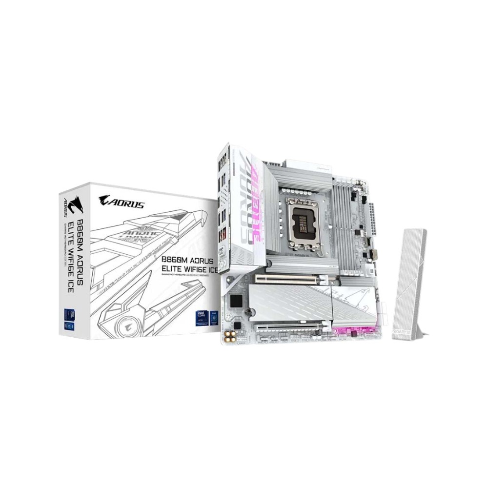 Mainboard Gigabyte B860M AORUS ELITE WIFI6E ICE ( Intel B860 , Socket 1851, M-ATX, 4 khe RAM DDR5)