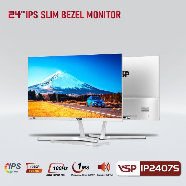 Màn hình VSP IP2407S White (23.8 inch/FHD/IPS/100Hz)