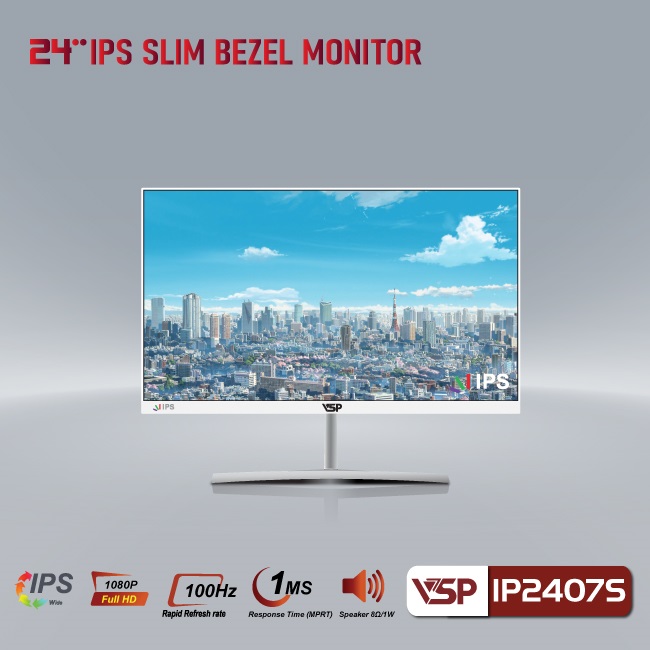 Màn hình VSP IP2407S White (23.8 inch/FHD/IPS/100Hz)