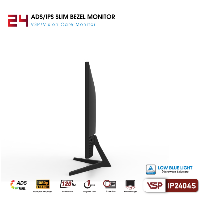 Màn hình VSP IP2404S (23.8 inch/FHD/IPS/120Hz/1ms) TUV bảo vệ mắt