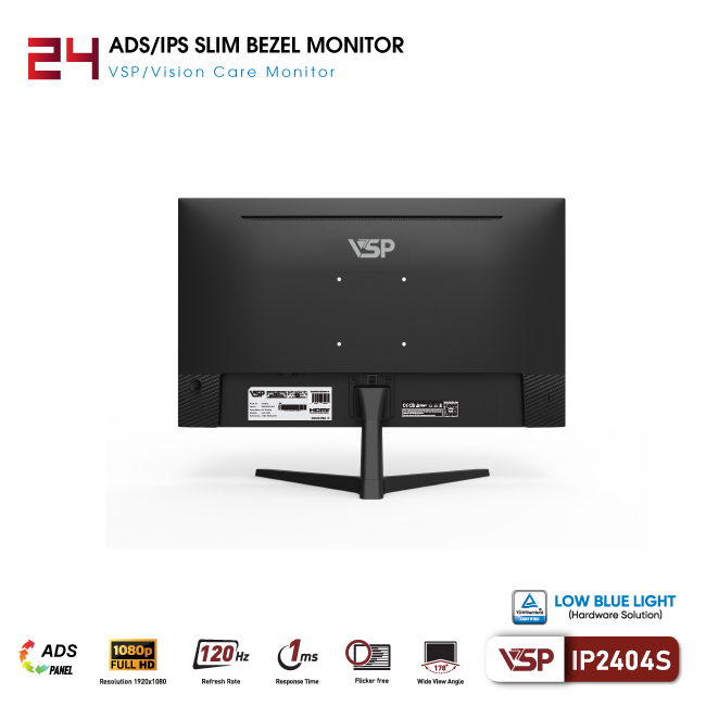 Màn hình VSP IP2404S (23.8 inch/FHD/IPS/120Hz/1ms) TUV bảo vệ mắt