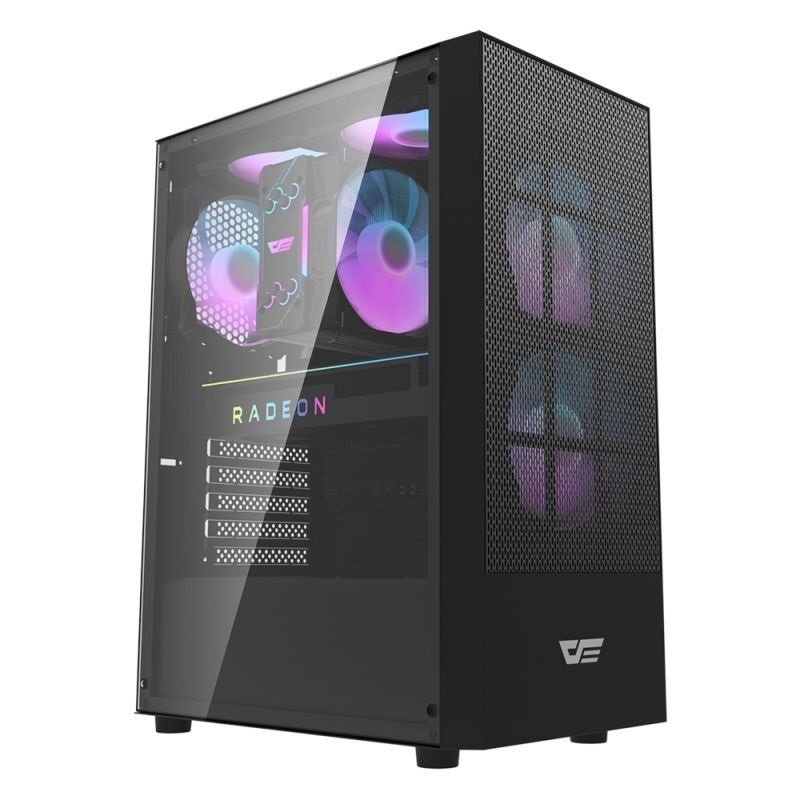 Vỏ case máy tính DarkFlash A290 (ATX - Màu Đen) Kèm 3 Fan