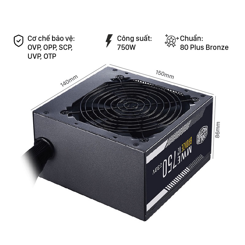 Nguồn máy tính Cooler Master MWE V2 750 750W Plus Bronze (80 Plus Bronze/Màu Đen)